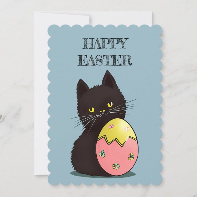 Osterschwarze Katze Ferienkarte Feiertagskarte (Vorderseite)