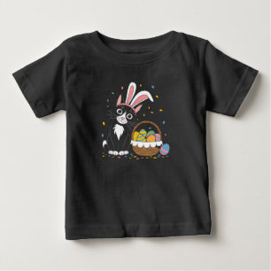 Osterschwarze Katze Tuxedo Kaninchen Bunny Ears Ei Baby T-shirt