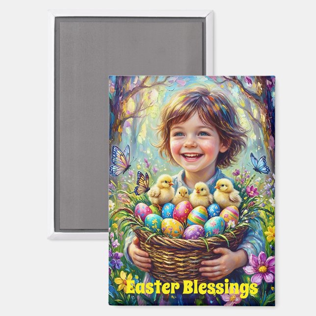~ OSTERSEGEN ~ Kinderküken Eier ~ Magnet (Vorderseite/Rückseite)