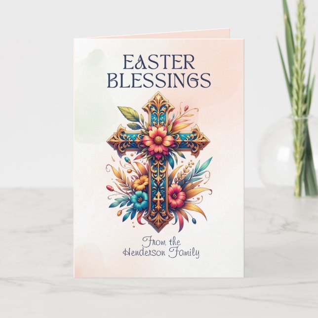 Ostersegnung Christlich Ostern  Kreuz Karte (Vorderseite)