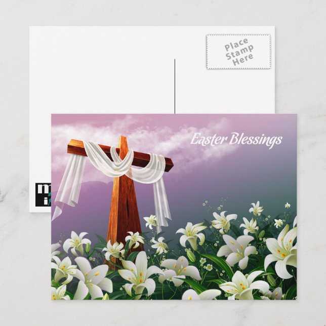 Ostersegnung. Christlich religiös Feiertagspostkarte (Vorne/Hinten)