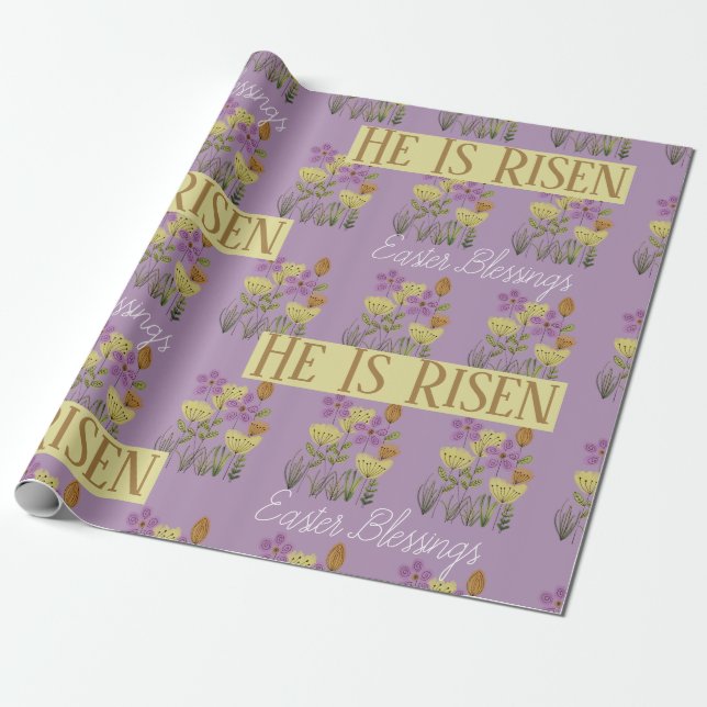 Ostersegnung | Er ist Hübsch floral Rised Geschenkpapier (Ungerollt)