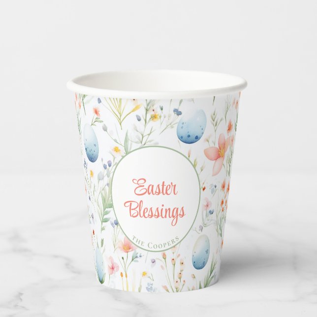 Ostersegnung | INDIVIDUELLE NAME | Floral Pappbecher (Vorderseite)