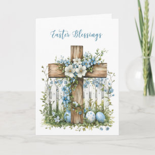 Ostersegnung Kreuz Weiße Zaun Blüten Blumen Karte