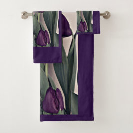 Ostersegnung mit Tulips-Blume in Lila Badhandtuch Set