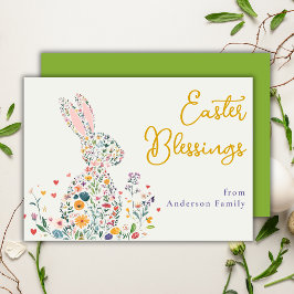 Ostersegnung Niedliche Silhouette Blumen Bunny Feiertagskarte
