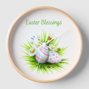 Ostersegnung Ostereier, Blüten und Schmetterlinge Uhr