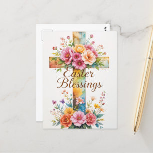 Ostersegnung zwischen Kreuz und Flora Postkarte