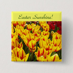 Ostersonne! Knöpfe Gelbe Tulpen Blumen Button
