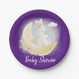 Ostersonne und Mond Lila Girl-Babydusche Pappteller