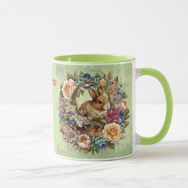 Ostersonnengebälk Frühlingsblumen Name hinzufügen Tasse (Rechts)