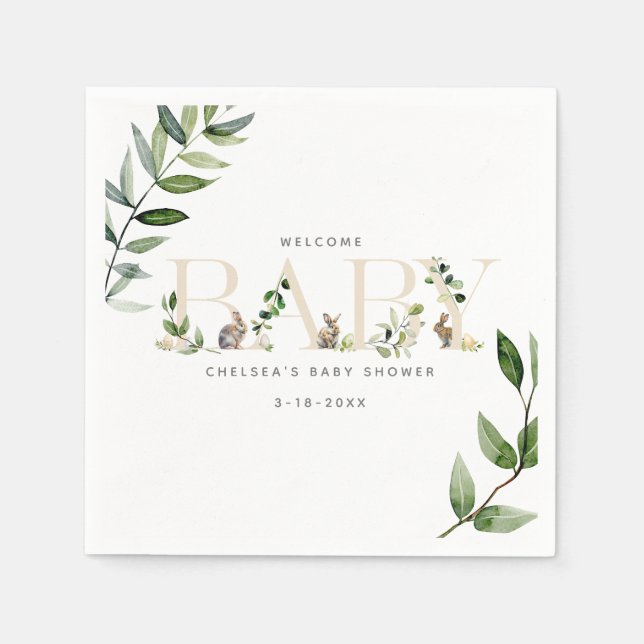 Ostersonnenkaninchen Eukalyptus Neutrale Babydusch Serviette (Vorderseite)