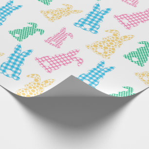 Ostersonnenkaninchen Kariert Geschenkpapier