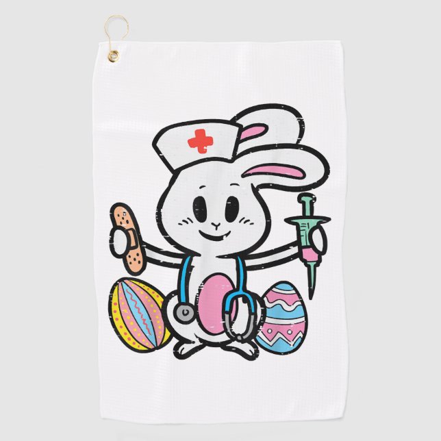 Ostersonnenkranke Stethoskop Niedlich Rabbit Scrub Golfhandtuch (Vorderseite)