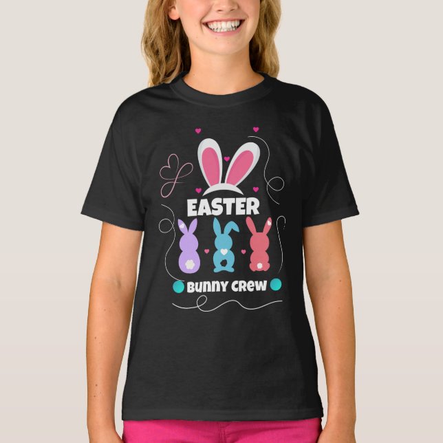 Ostersonnige Crew T - Shirt Girl's - Niedliches Fa (Vorderseite)