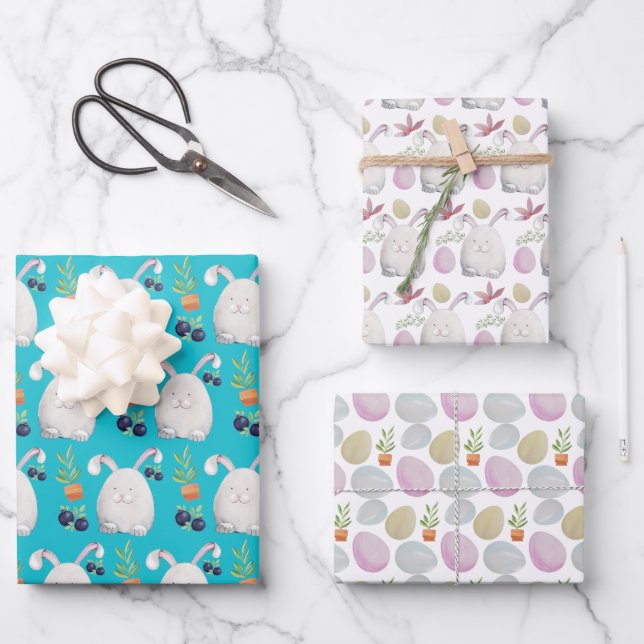 Ostersonnige Farbenpracht Geschenkpapier Set (Vorderseite)