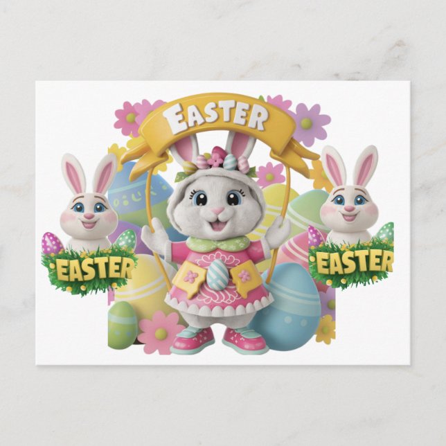 Ostersonnige Grafikkarte Einladungspostkarte (Vorderseite)