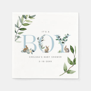 Ostersonnige Kaninchen Eukalyptus Boy Babydusche Serviette