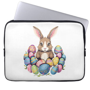 Ostersonnige Kaninchen farbenfrohe Eier Ostereier  Laptopschutzhülle
