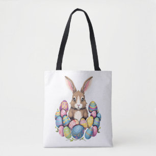 Ostersonnige Kaninchen farbenfrohe Eier Ostereier  Tasche