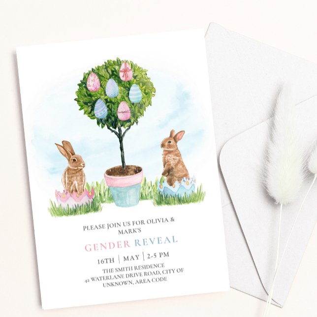 Ostersonnige Kaninchen Frühjahrsgeschlecht Einladung (Von Creator hochgeladen)