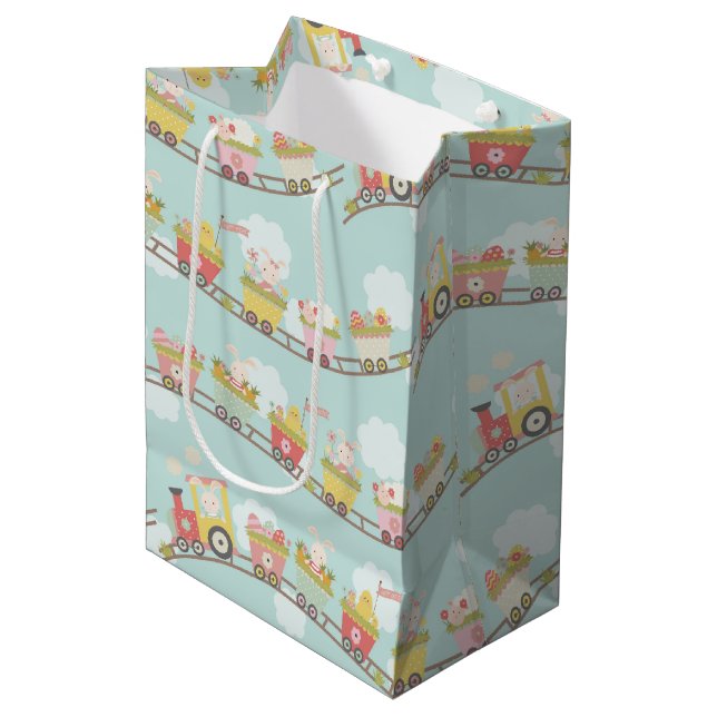 Ostersonnige Kaninchenfeder Mittlere Geschenktüte (Vorderseite Schrägansicht)