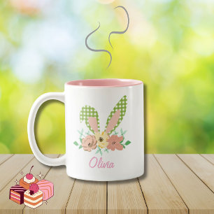 Ostersonnige Ohren mit individuelle Name Zweifarbige Tasse
