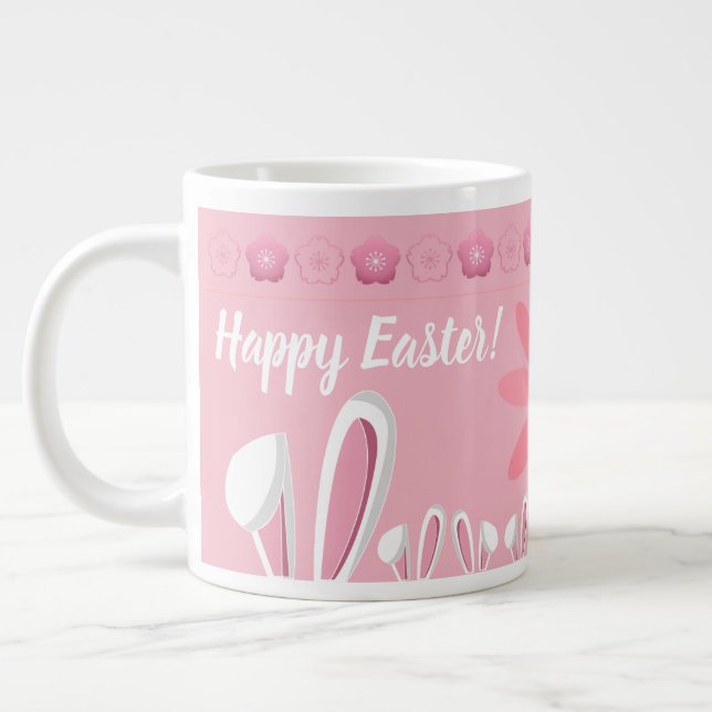 Ostersonnige Ohren und Blume nach Maß Jumbo-Tasse (Links)