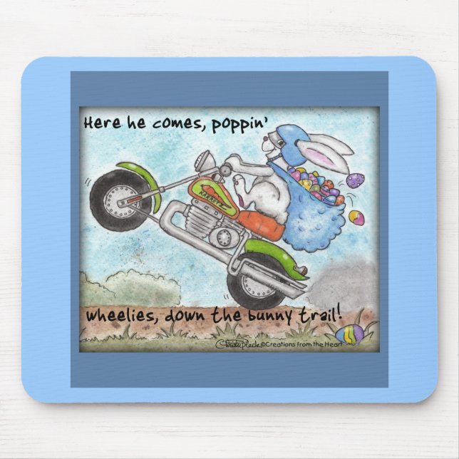Ostersonnige Poppin-Räder Mousepad (Vorne)