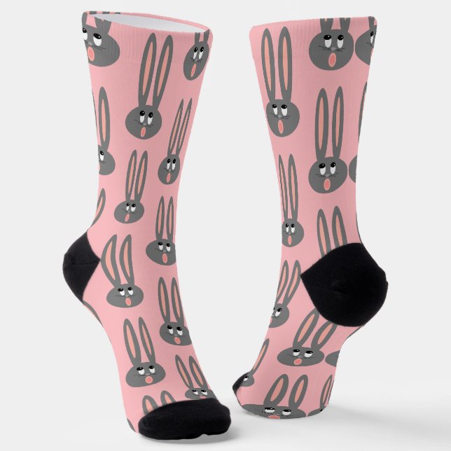 Ostersonnige Rosa Weiße Fun Muster Erwachsene Socken (Gewinkelt)