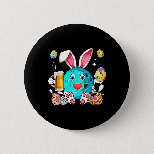 Ostersonniger Bowling Ausstattung Trinken Bier Fun Button (Vorderseite)