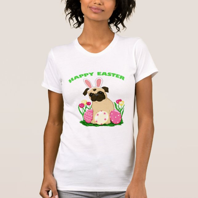 Ostersonniger Mops T-Shirt (Vorderseite)