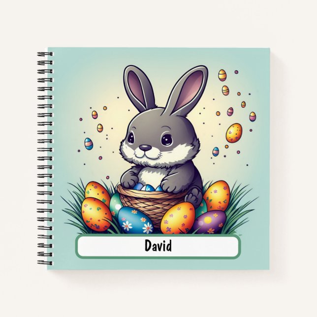Ostersonniges Notebook mit individueller Nametag Notizbuch (Vorderseite)
