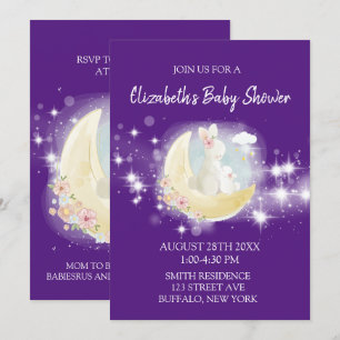 Ostersonnmond Sterne Lila Girl Baby Dusche Einladung