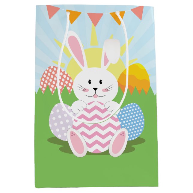Ostersonntag farbenfrohe Eier Kinder Mittlere Geschenktüte (Vorderseite)