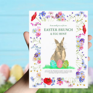 Ostersonntags-Brunch-Eiersuche Süßer Hase Boho-Blu Einladungspostkarte