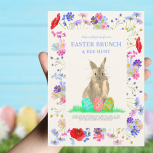 Ostersonntags-Brunch Eiersuche Süßes Kaninchen Frü Einladung