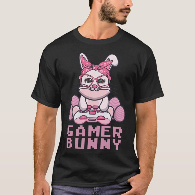 Osterspiele Gamer-Videospiele Hasen-Eier Jagd T-Shirt (Vorderseite)