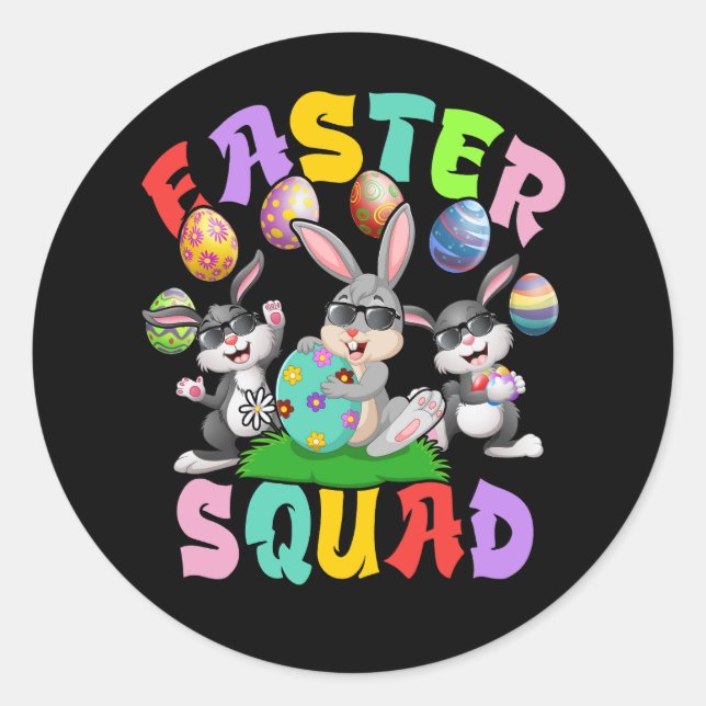 OsterSquad Bunnies Eggs Family Matching Christia Runder Aufkleber (Vorderseite)