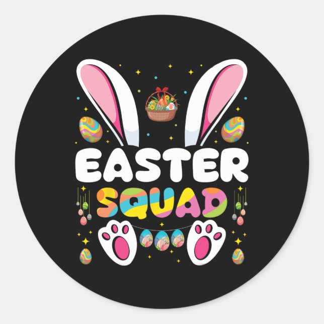 OsterSquad Ei Junting Bunny Group Matching Runder Aufkleber (Vorderseite)