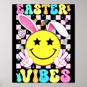 Osterstimmung retro groovy Hase Kaninchen Ohren Fr Poster