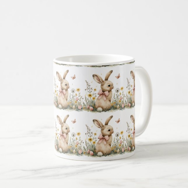 Osterstrahlende Kaninchen : Frühlingsfreuden Kaffeetasse (VorderseiteRechts)