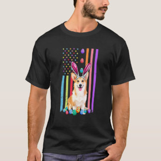 Ostertag Amerikanische Eier Flagge Corgi Hund T-Shirt