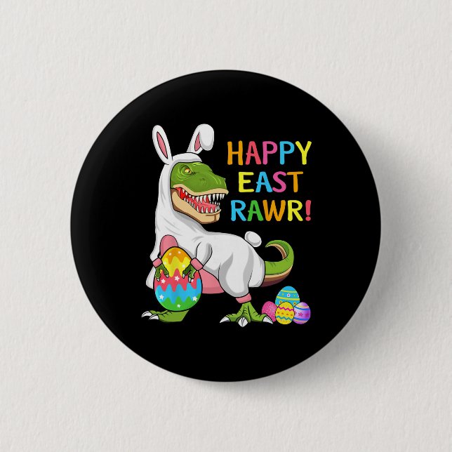 Ostertag Dinosaurier Lustig Glücklich Ostern T Rex Button (Vorderseite)
