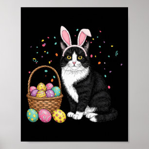 Ostertag Katze Bunny Ears Eier Grafische Männer Fr Poster