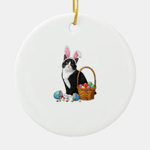 Ostertag Katze Hasenohren Eier Grafik Männer Fraue Keramik Ornament