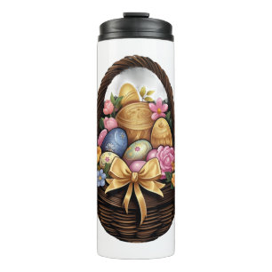 Ostertag - Korb mit bunten Eiern Blume Thermosbecher
