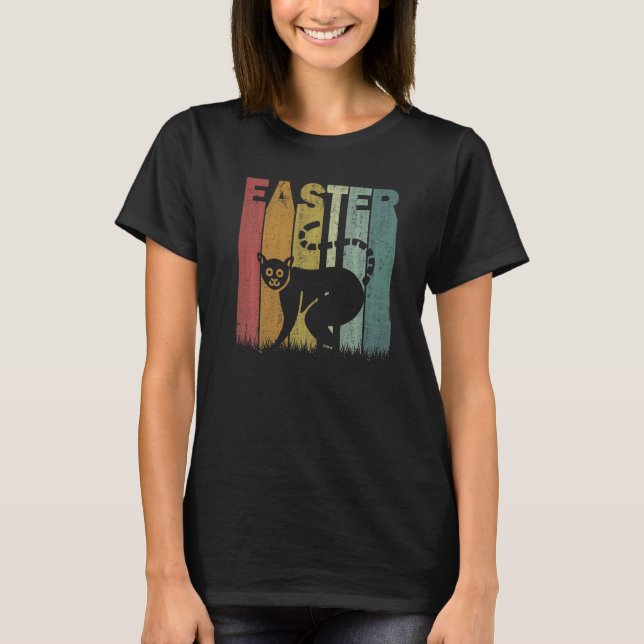 Ostertag Lemur Retro Graphic Funny Ostercostum T-Shirt (Vorderseite)