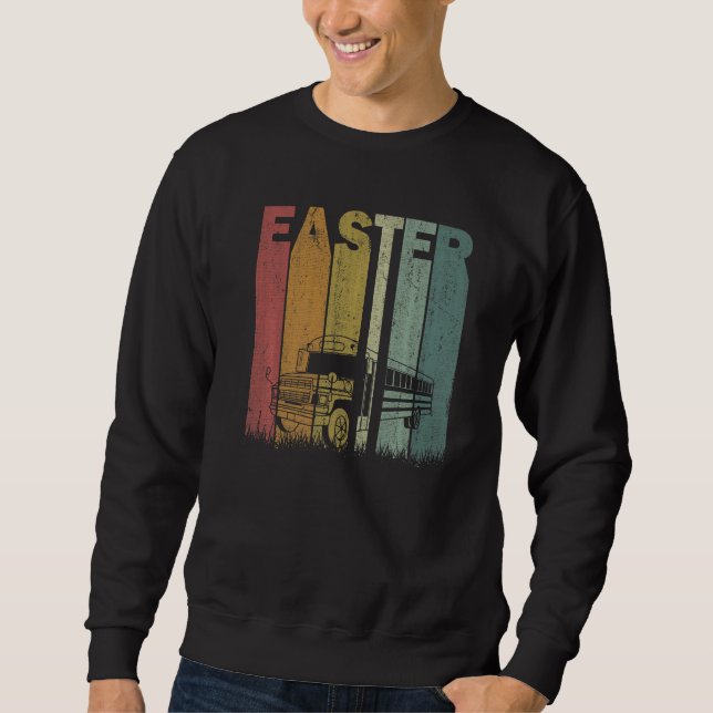 Ostertag Schulbusfahrer Retro Graphic Easter Sweatshirt (Vorderseite)