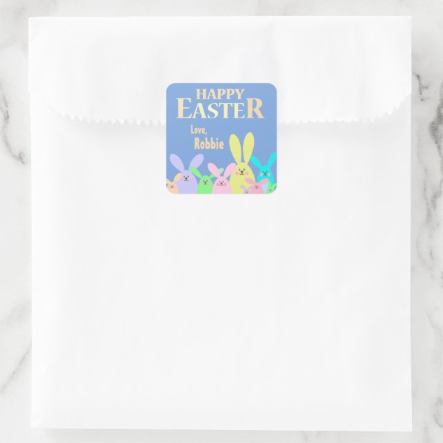 Ostertasche Personalisiert Leckerei Quadratischer Aufkleber (Tasche)